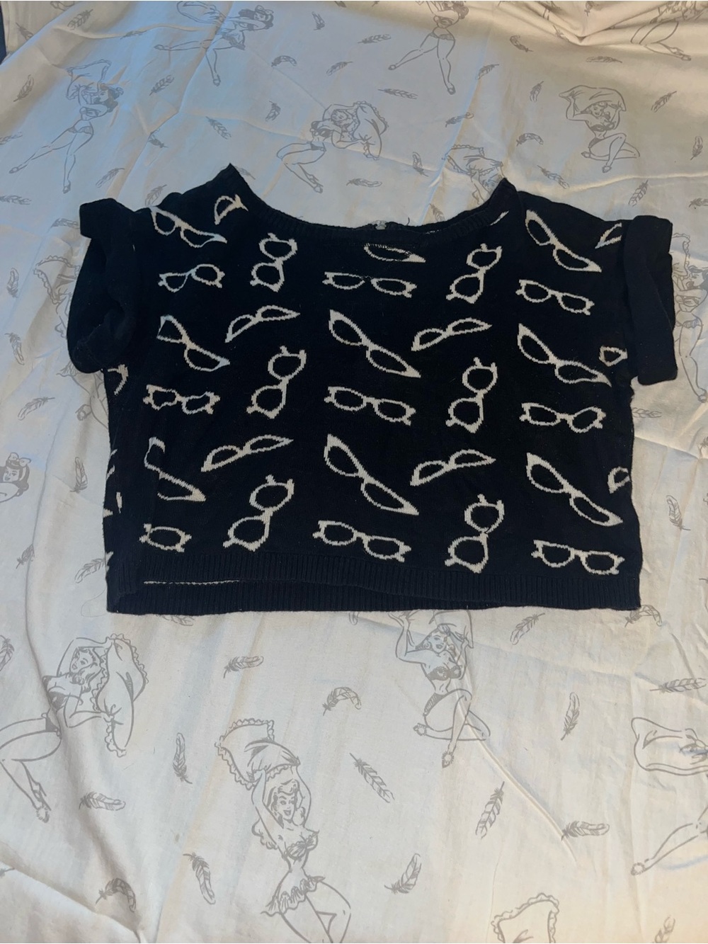 Material Girl Black and White Sunglasses Knit Crop Top